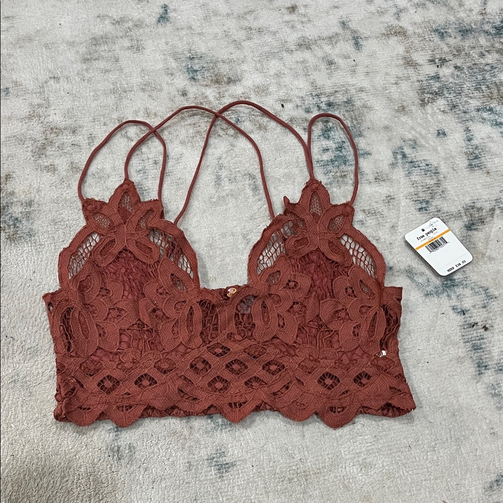 Anthropologie Smocked Lace Bralette in Copper